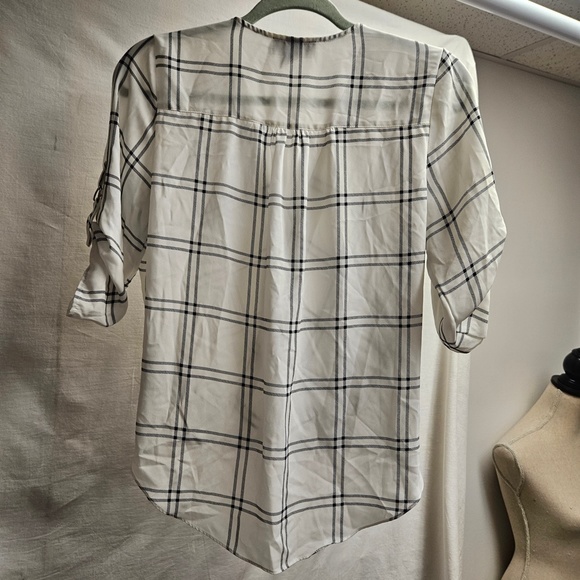 3for$25 BCX black white striped front crossover top blouse business work casual - Picture 5 of 5